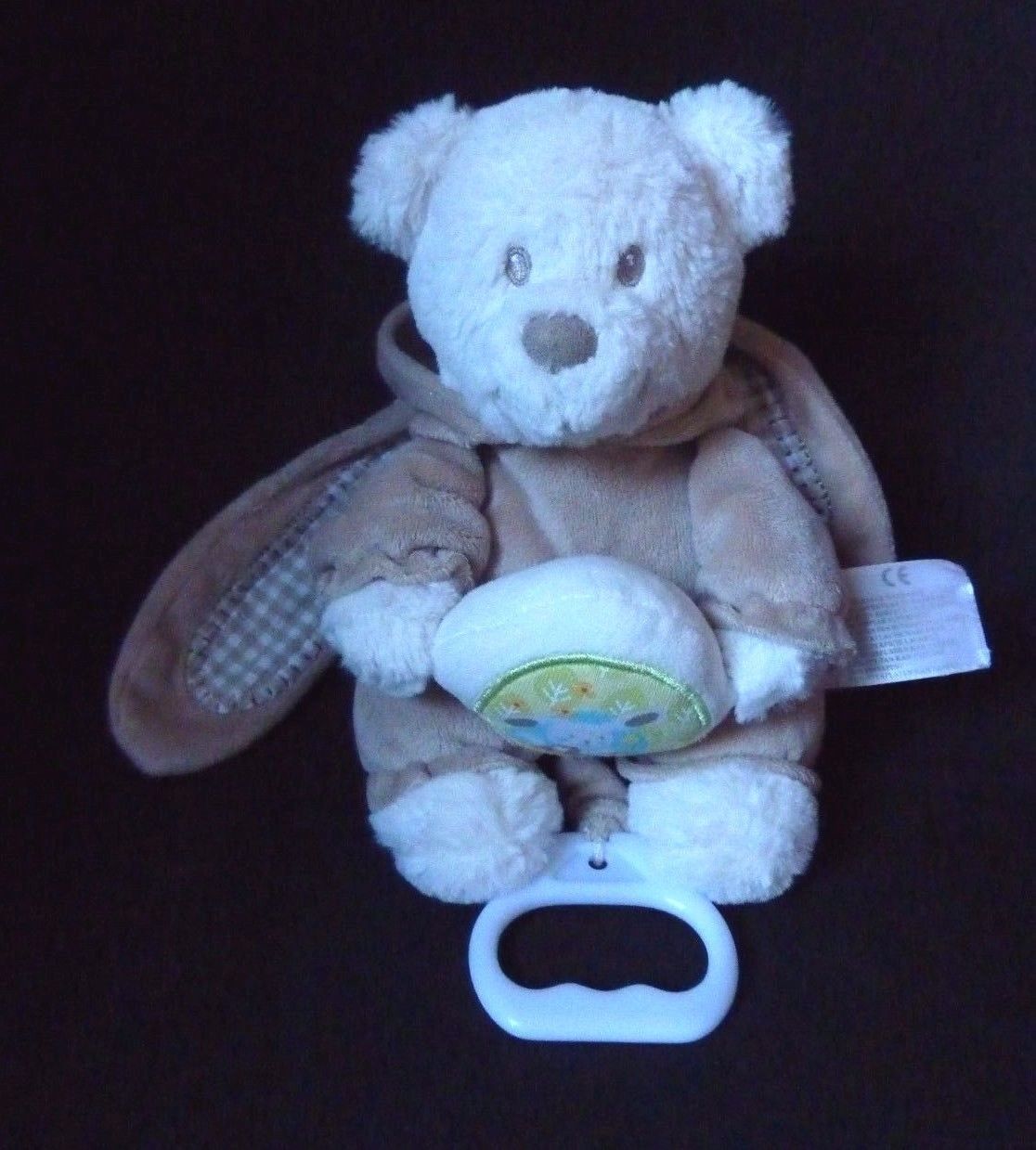 Nicotoy Tan Teddy Bear Plush Musical Crib Baby Toy Belgium Bunny Pjs - $12.69