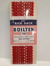 Vintage Boiltex ~ Cotton ~ Color 128 Red Baby Rick Rack Sewing Trim 6 Ya... - £7.00 GBP
