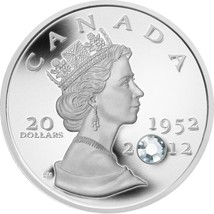 1 Oz Silver Coin 2012 Canada $20 The Queen&#39;s Diamond Jubilee Swarovski Crystal - £110.20 GBP