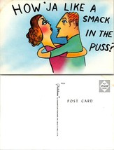 How &#39;Ja Like a Smack in the Puss Man Woman Kissing Humor Funny Joke VTG Postcard - £5.99 GBP