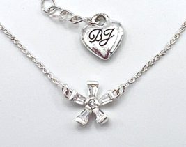 Betsey Johnson Petite Silver Tone Baguette Crystal Pendant Necklace - £15.48 GBP