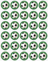 30 Precut Soccer Birthday Edible Wafer Precut 1.25&quot; Cupcake, Cookie Topp... - £11.35 GBP