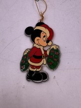 Vintage Acrylic Mickey Mouse Santa Suit Disney Christmas Ornament - £6.42 GBP