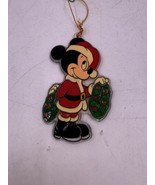 Vintage Acrylic Mickey Mouse Santa Suit Disney Christmas Ornament - £6.35 GBP
