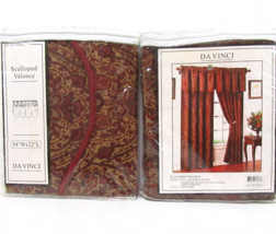 Regal Home Da-Vinci Paisley Red Chenille 4-PC Drapery Panels and Valance Set(s) - £115.59 GBP