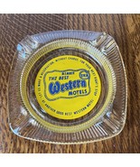 VTG The Best Western Motels Yellow Rope Logo Clear Glass 4 1/4&quot; 4 Rest A... - $9.46