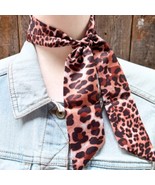 Tan and Brown Leopard Western Skinny Cowgirl Mini Wild Rag Scarf Necktie  - $345.47 MXN