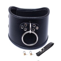 Adult Sexy Role-Playing Restraints O Ring Choker Dog Collar Leather Locking Neck - £27.08 GBP