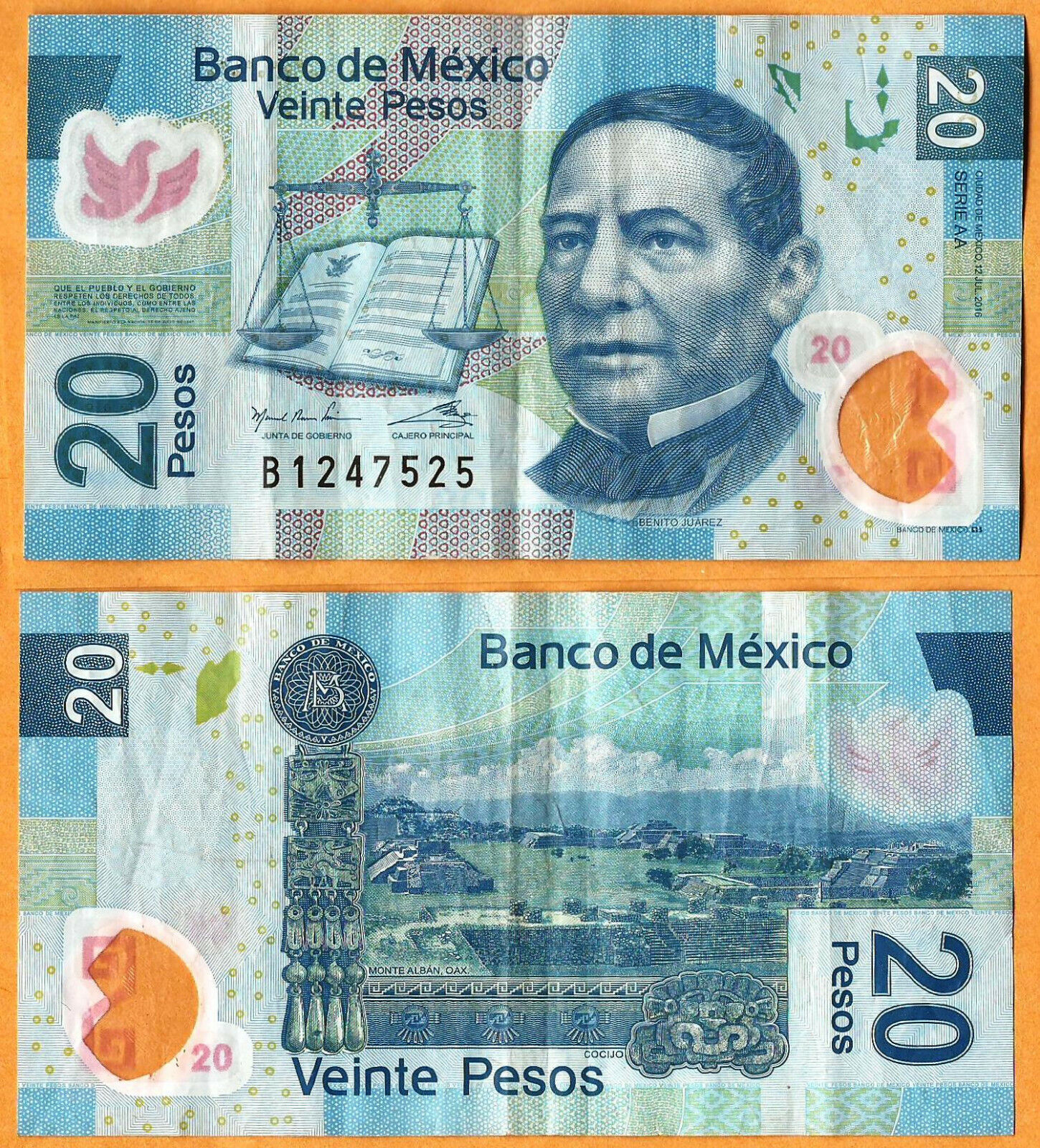 Primary image for MEXICO 2016 Fine 20 Pesos Polymer Banknote Bill P-122