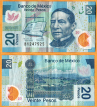 MEXICO 2016 Fine 20 Pesos Polymer Banknote Bill P-122 - £1.58 GBP