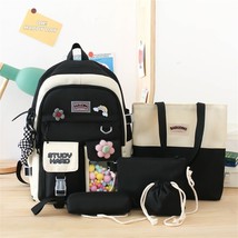 5 Pcs Sets Kawaii Backpacks for Teenage Girls Pink School Bags for Students Book - £41.00 GBP