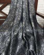 Banarasi Brocade Fabric Navy Blue &amp; Silver Fabric Wedding Dress Fabric - NF640 - £5.96 GBP+