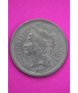 1867 Three 3 Cent Nickel Scarce Semi Key Date Type Coin Philadelphia Min... - $25.15 CAD