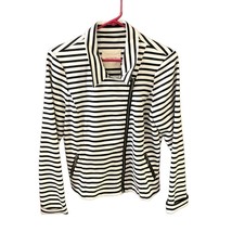 Hint Womens Size Large L Full Zip Jacket Coat Blazer Black White Striped... - £15.49 GBP