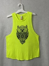 No Boundaries Neon Yellowish Green &quot;Owl&quot; Sleeveless T-Shirt Juniors - Size L - £2.37 GBP