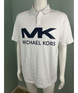 NWT Men&#39;s Michael Kors White S/S Logo Polo Shirt Sz Large - €33,84 EUR