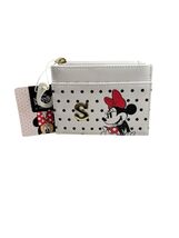 Disney Minnie Mouse White Black Polka Dot Red Bow Cardholder Wallet Init... - $16.86