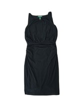 Lauren Ralph Lauren Dress Size 10 Sleeveless Black Jersey Ruched Midi Party - £15.93 GBP