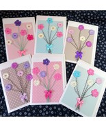 Set of 6 Handmade floral cards, blank, folded, 5&quot;X7&quot; - £17.29 GBP