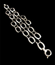 Sterling Silver Modernist Bracelet 7” Long 26.6 Grams Signed M 925 - £83.93 GBP