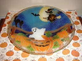 Peggy Karr Halloween Pumpkin Patch 8.5&quot; Glass Bowl - £36.26 GBP