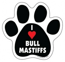 I Heart BULL MASTIFFS DOG PAW PRINT Fridge Car Magnet 5&quot;x5&quot; Large Size F... - $5.89