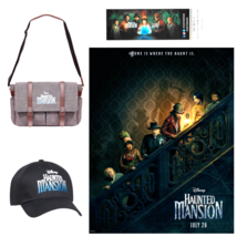Disney Haunted Mansion Movie Fan Gift Set Lot Poster, Bag, Cap, Ticket Halloween - £88.88 GBP