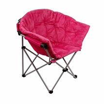 Folding Saucer Moon Chair Short Plush Faux Fur Padded Club Seat Pink - £53.97 GBP