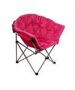 Folding Saucer Moon Chair Short Plush Faux Fur Padded Club Seat Pink - £52.92 GBP