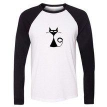 Cat Silhouette Design Mens Raglan Sport T-Shirts Graphic Tee Tops Shirts... - £13.04 GBP