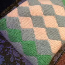 VTG Afghan Crochet Blanket Handmade Throw Quilt Multicolor Diamond Pattern 58x37 - £40.75 GBP