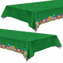 Easter Egg Disposable 2 Pack Tablecloth - Green Table Covering with Colo... - £8.50 GBP