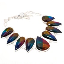 Multi Fire Labradorite Pear Shape Gemstone Handmade Necklace Jewelry 18&quot;... - £15.29 GBP