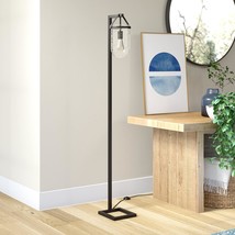 Shiloh 68&quot; Tall Floor Lamp With Glass Shade In Blackened Bronze /Seeded - £84.06 GBP