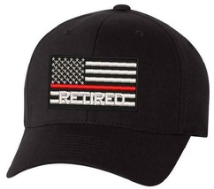 Thin RED Line Retired USA Flag Embroidered Hat - Firefighter Hat - £19.97 GBP