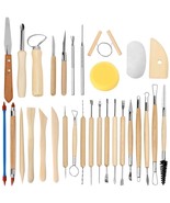Set Of 30 Clay Sculpting Tools Wooden Handle Pottery Carving Tool Kit - £22.01 GBP