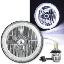 7&quot; Motorcycle White COB Halo &amp; H4 18/24w LED Light Bulb Headlight: Harley - £79.89 GBP