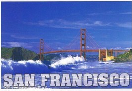 California Postcard San Francisco Golden Gate Bridge Waves Crashing Baker Beach - $2.96