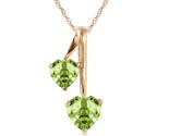 Galaxy Gold GG 14K Solid Yellow Gold Natural Peridot Double Heart Pendan... - $454.10