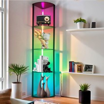 5 Tiers Led Corner Shelf ,65&quot; Stand Floor Lamps For Collectibles , Corner - $103.99