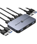 Kvm Switch, Aluminum Kvm Switch Hdmi,Usb Switch For 2 Computers Sharing ... - £43.25 GBP
