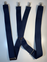 Clip On Elastic Suspenders Braces-Blue/Silver Accent Clip On EUC - £3.48 GBP