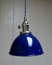Blue Porcelain Enamel Shade: 7&quot; Industrial Dome, 2-1/4&quot; fitter, Metal Lampshade - £20.42 GBP