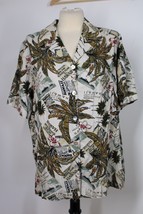 Vtg Cathy Daniels L Short Sleeve Rayon Hawaiian Button-Front Shirt Top - £20.49 GBP