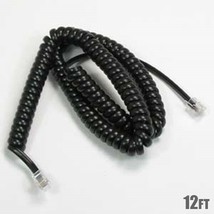 12Ft Coil 4P4C Rj22 Telephone Handset Receiver Cord Phone Cable Black - £23.53 GBP