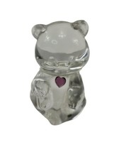 Vintage Fenton Art Glass Bear FEBRUARY Birthstone Figurine AMETHYST Heart  - $11.05