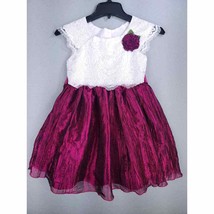Jona Michelle Girls Dress Size 7 Holiday Party Formal Pink Metallic Lace Tuille - £15.86 GBP