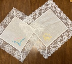 Vintage Lace Ladies Embroidered Handkerchiefs- GRANDMOTHER And MOTHER- G... - $9.90