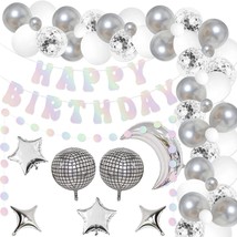 Iridescent Happy Birthday Party Decorations Set For Groovy 60S 70S Birthday Part - £20.43 GBP