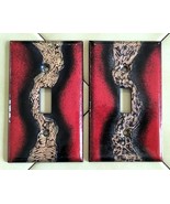 Lot (2) ANNE MERETE Red/Black/Gold Enamel Single Light Switch Plate Wall... - $461.85 MXN